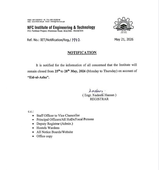 Official Notification